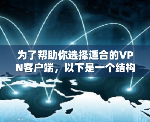 为了帮助你选择适合的VPN客户端,以下是一个结构化的指南 为了帮助你选择适合的VPN客户端,以下是一个结构化的指南